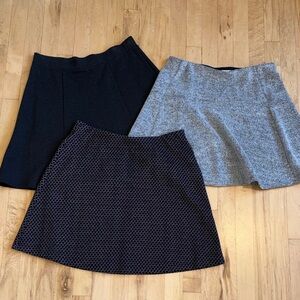 Women’s LOFT Skirt Trio — charcoal, Gray & Patterned Skirt Set
